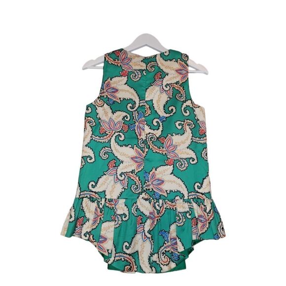 NWOT Thakoon Tiger Lily Mikado Cotton Silk Peplum Sleeveless Top Green Paisley 4 - Picture 5 of 12